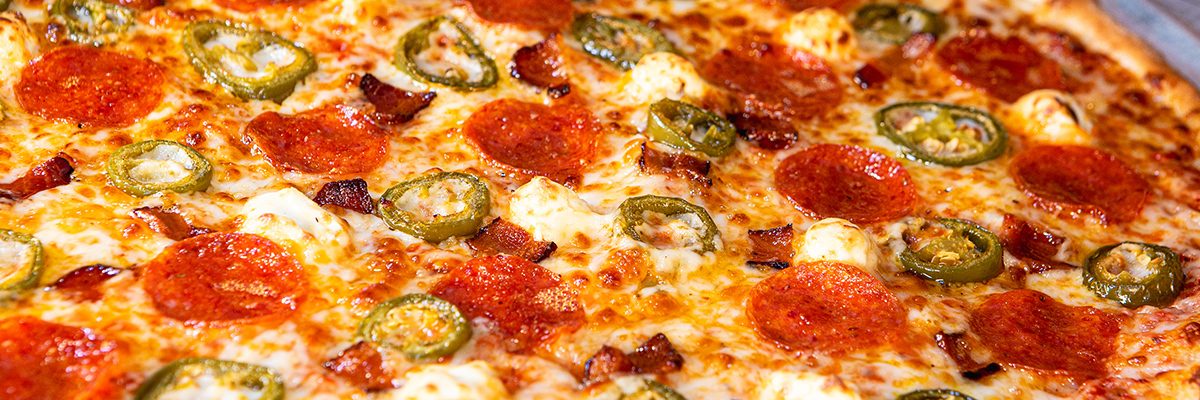 A 14-inch Parry's pizza with three toppings, fresh from the oven